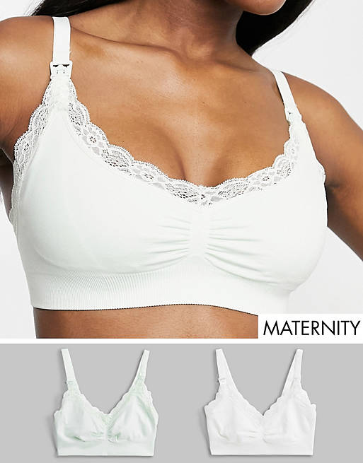 Lindex Exclusive Mom 2 pack seamless nursing bra in white and aqua
