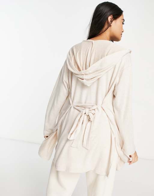 Lindex Exclusive nora lounge hooded cardigan in cream | ASOS