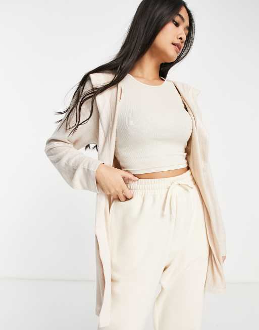 Lindex Exclusive nora lounge hooded cardigan in cream | ASOS