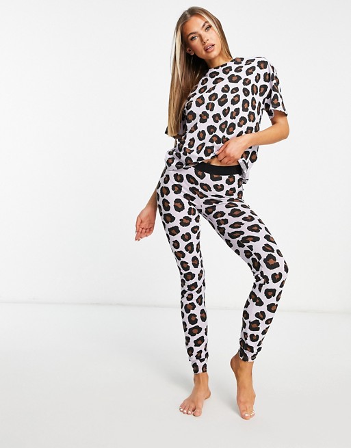 Lindex Exclusive organic cotton t-shirt and legging set in leopard print
