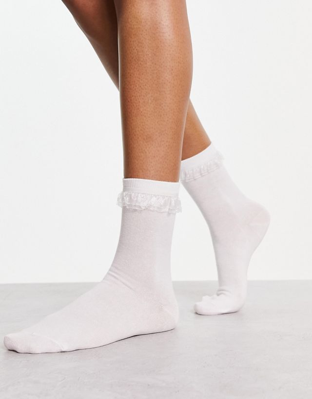 Lindex Exclusive organza trim socks in white