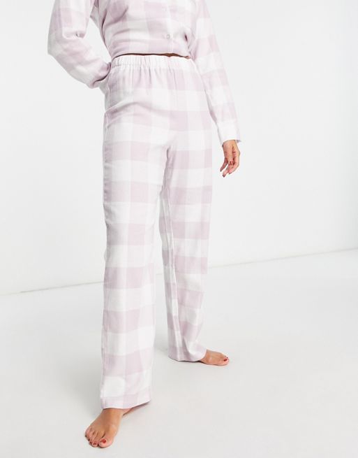 Lindex Exclusive revere top and pants pajama set in lilac check