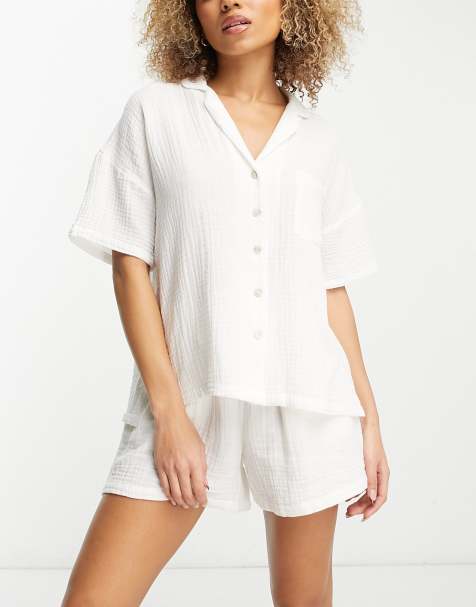 ASOS DESIGN Tall soft jersey long sleeve shirt & pants pajama set