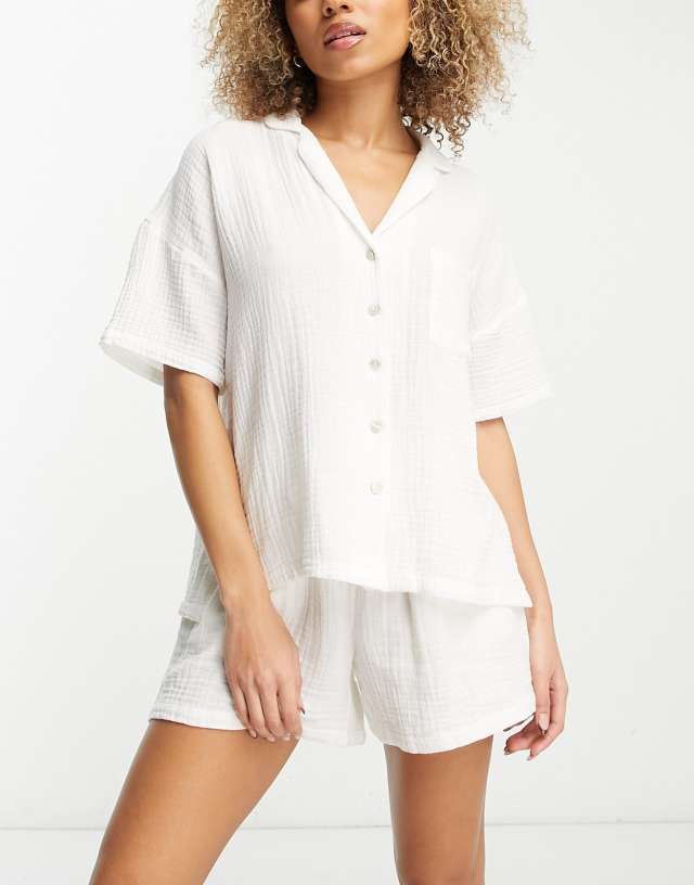 Lindex - exclusive short sleeve pyjama set in white