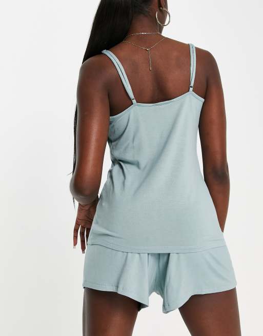 Lindex Exclusive vero lace trim cami in light dusty blue - LBLUE, 3 of 4