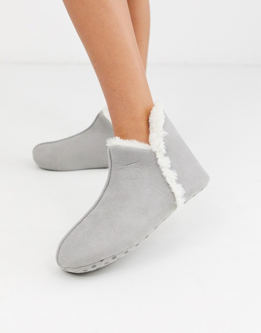 Lindex faux suede short slipper boot in grey