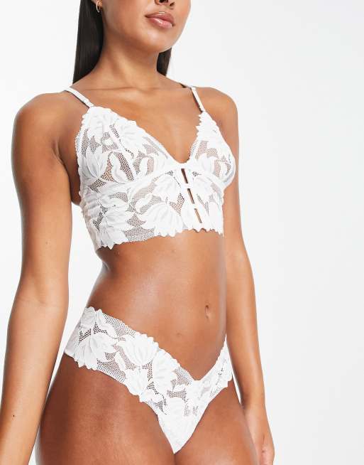 WHITE STRAPPY LINEN BRALETTE - Global Fashion House