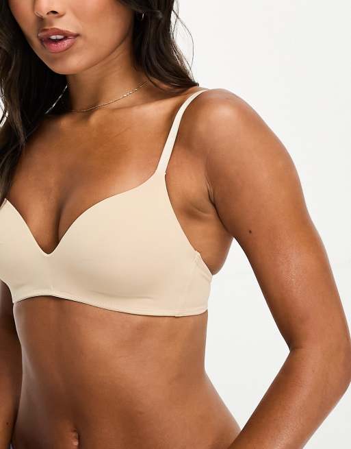 Lindex Flora padded plunge unwired bra in beige