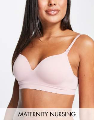 Lindex nylon blend seamless rib molded push up bra in peach - PEACH