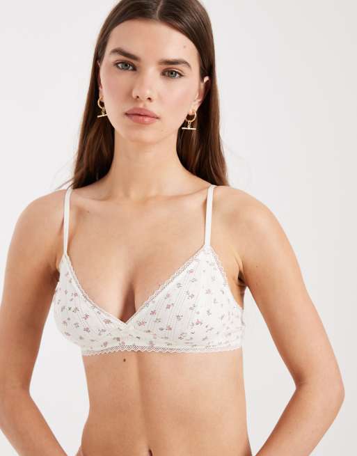 Lindex – Geblümtes Bustier aus Pointelle in gebrochenem Weiß, 4 von 4