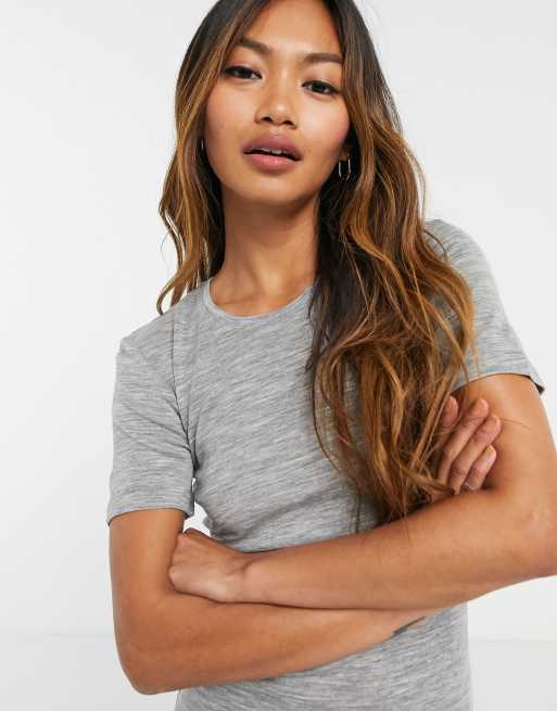 Lindex - Grå undertøjs-t-shirt i 100 % merinould