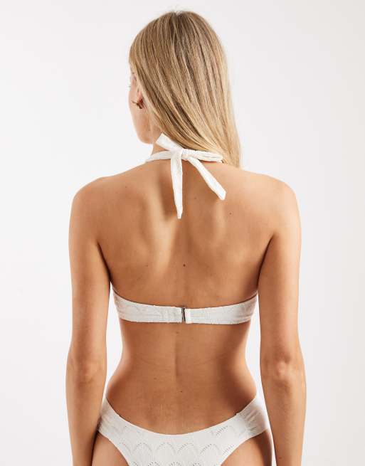 Lindex - Hvid bikinitop med halterneck og broderie anglaise, 2 af 4
