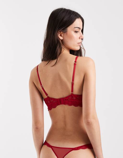 Lindex - Iris - Brassière en dentelle légèrement rembourrée avec cœur en métal - Rouge, 2 de 4