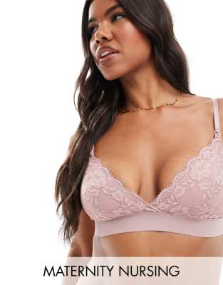 Lindex Lindex Iris scallop edge maternity nursing bra in dusty pink