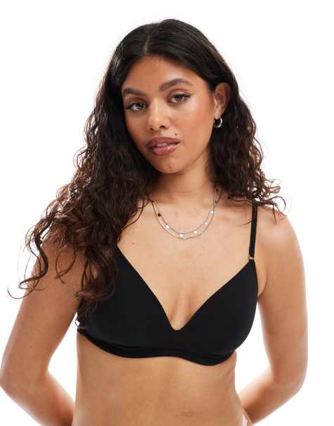 Lindex - Iris - Soutien-gorge en coton et dentelle - Noir - view 1