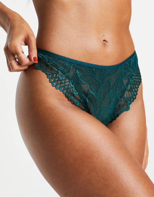 Lindex Jasmin lace thong in dark green