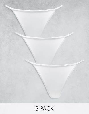 Lindex - Jennie - 3er-Pack Baumwoll-Tangas in Weiß