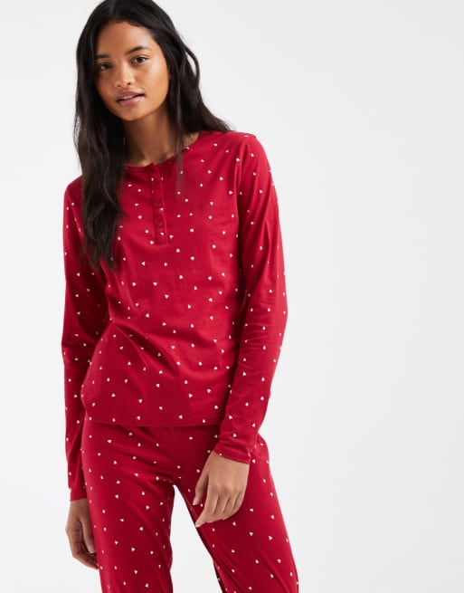 Lindex jersey t-shirt and legging pyjama set in red heart print, 4 of 4