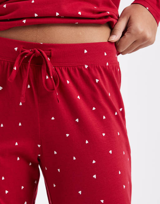 Lindex jersey t-shirt and leggings pyjama set in red heart print, 2 of 4