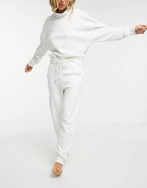 Lindex – Jo – Fleece-Jogginghose in gebrochenem Weiß aus Baumwolle - WHITE