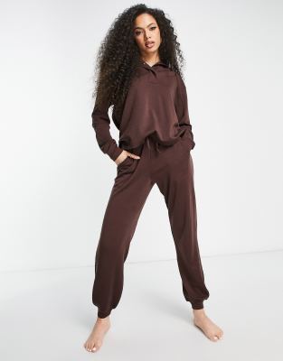 Lindex premium wool lounge joggers in brown - ASOS Price Checker