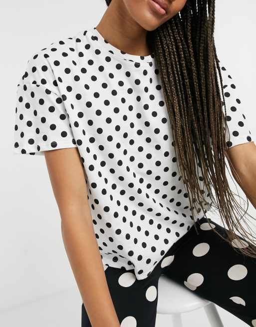 Tee shirt blanc cheap a pois noir