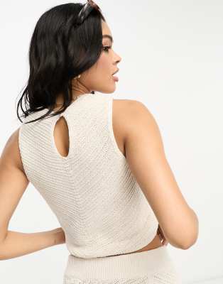 Lindex juni knit crop top in beige - part of a set | ASOS