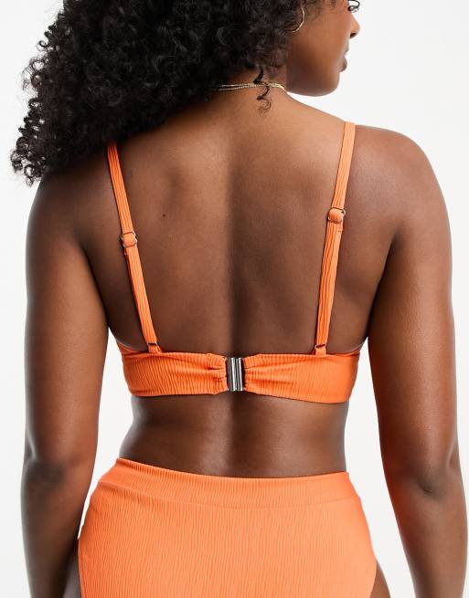 Lindex – Kelly – Teksturowana krótka góra od bikini w kolorze pomarańczowym , 4 z 4