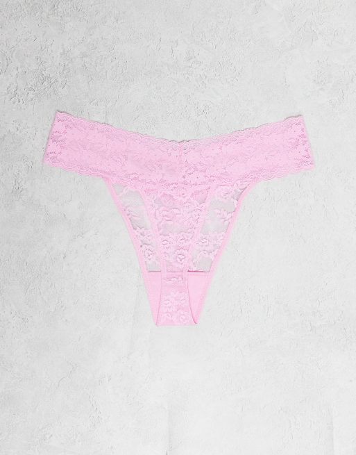 Lindex – Lacey – Zestaw 3 par koronkowych stringów w kolorach czerwonym, różowym i białym, 3 z 3