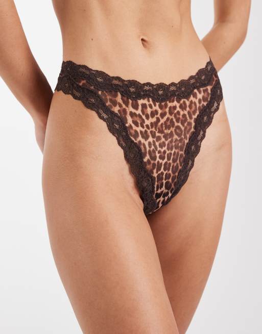 Lindex – Leopardmönstrade stringtrosor i mesh med spetskant, 3 av 4