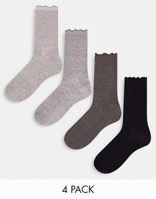 Lindex lettuce edge crew sock 4 pack in neutral mix