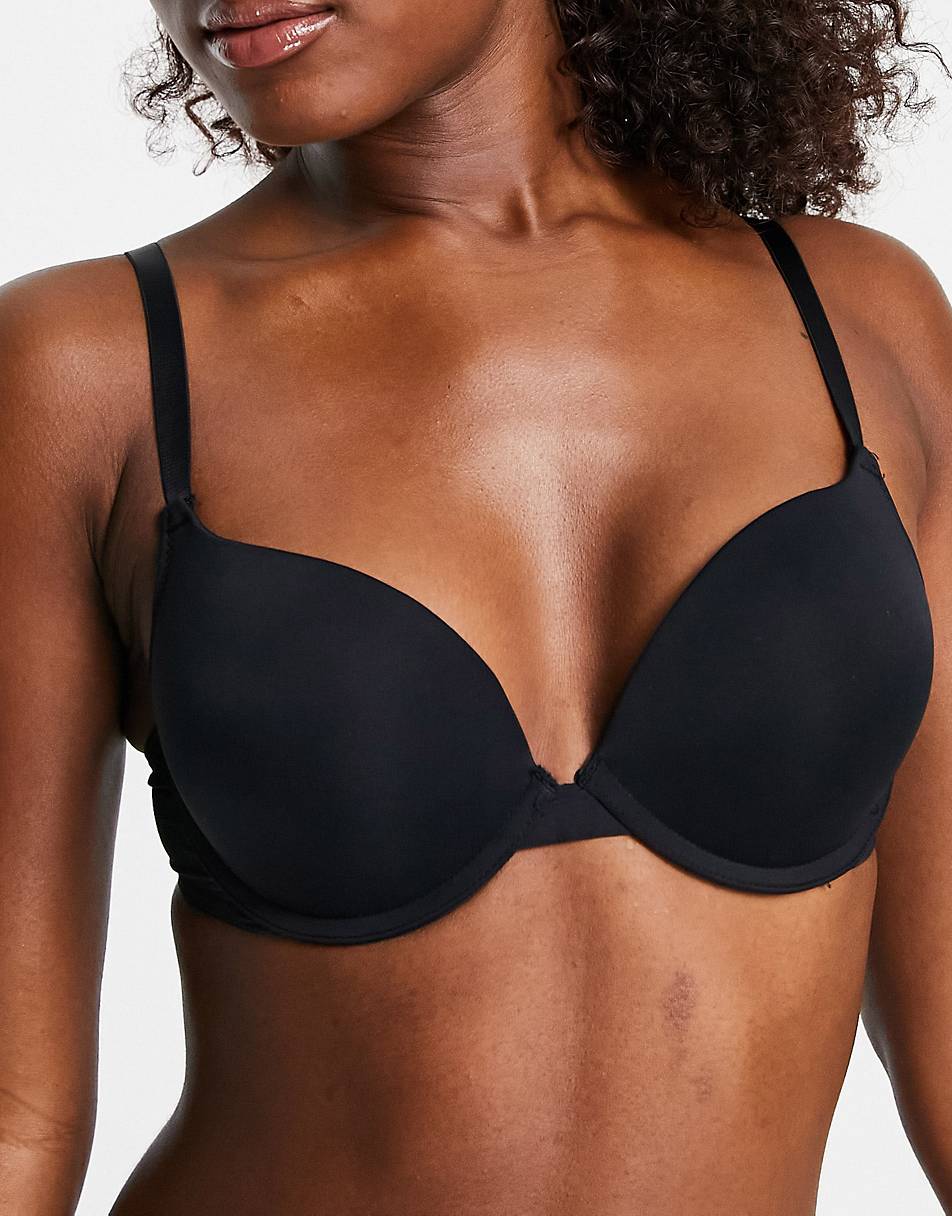 Wolf & Whistle Fuller Bust strappy lace underwired bra in black
