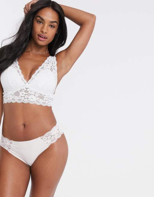 Lindex longline iris lace bralette in white