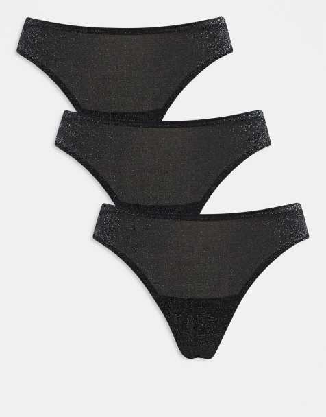 Lindex - Lot de 3 strings pailletés - Noir - view 1