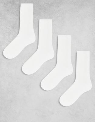 Lindex - Lot de 4 paires de chaussettes de sport côtelées épaisses - Blanc-Sans opinion