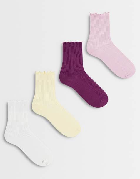 Lindex - Lot de 4 paires de chaussettes montantes à bordure ondulée - Multicolore - view 1