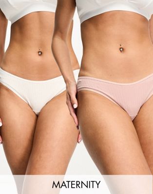 Lindex Maternity 2-pack low brazilian brief in white and pink