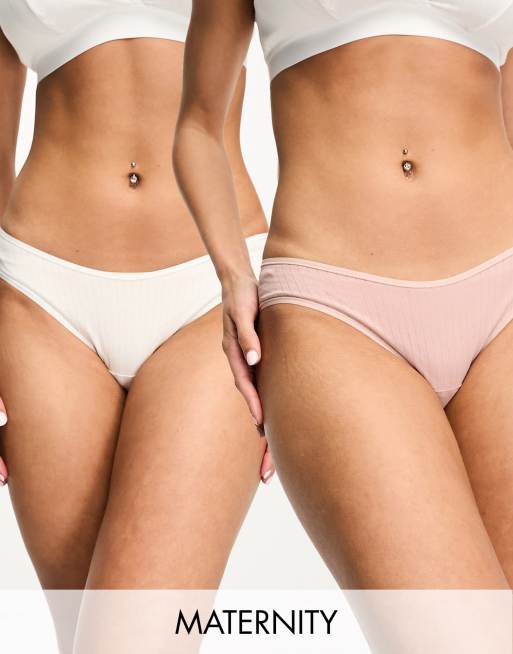 Lindex Maternity 2-pack low brazilian panty in white and pink