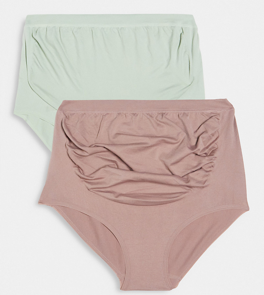 Lindex Maternity 2-pack seamless briefs in sage and pink