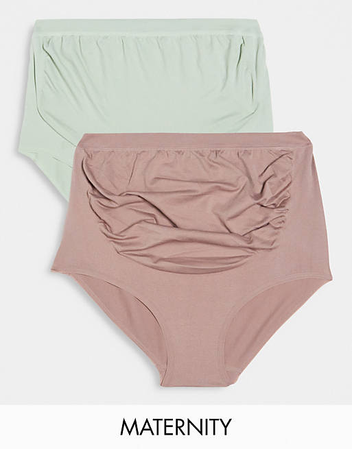 Lindex Maternity 2-pack seamless briefs in sage and pink