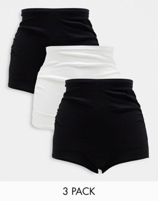 Lindex Maternity 3 pack briefs in black and white