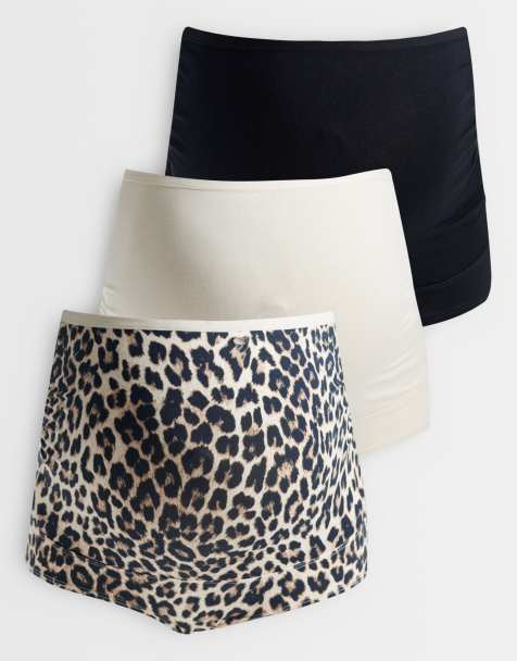 Lindex Maternity 3 pack high waisted briefs in black neutral leopard print - view 1