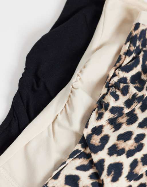 Lindex Maternity 3 pack high waisted briefs in black neutral leopard print, 3 of 3