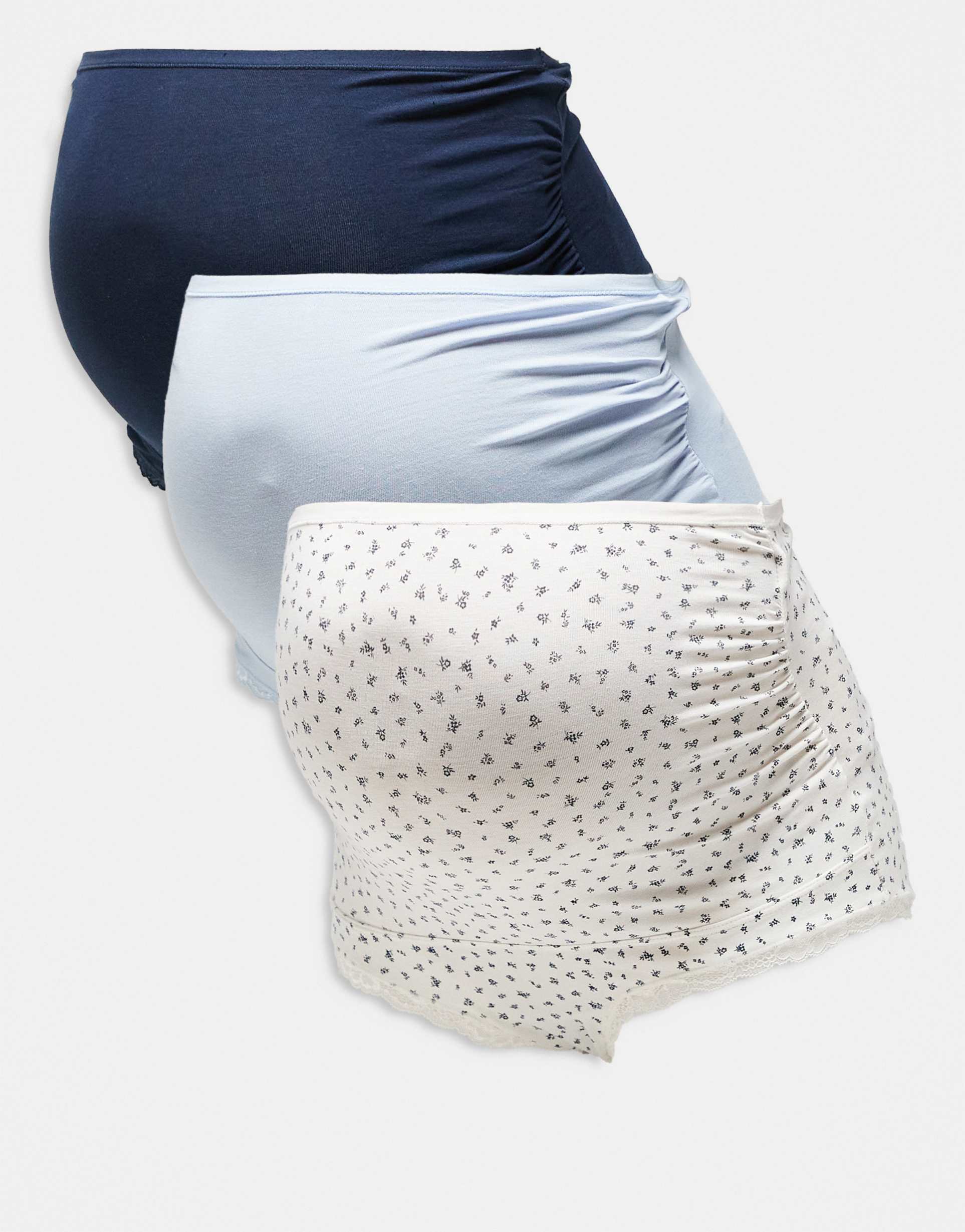lindex maternity 3 pack pointelle print brazilian briefs in white and blue