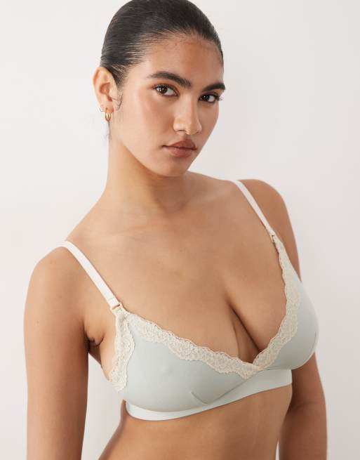 Lindex Maternity – Blågrön supermjuk amningsbehå med spetskanter, 3 av 4