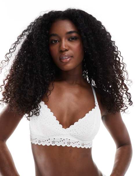 Lindex Maternity broiderie anglais nursing bra in white - view 1