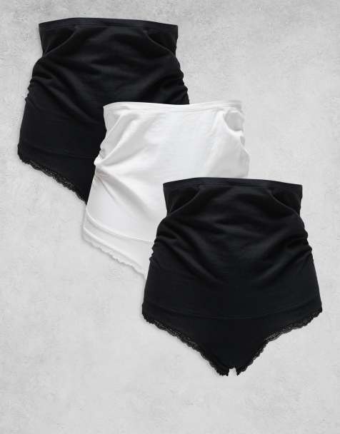 Lindex Maternity - MOM - Confezione da 3 paia di brasiliane color nero e bianco con finiture in pizzo - view 1