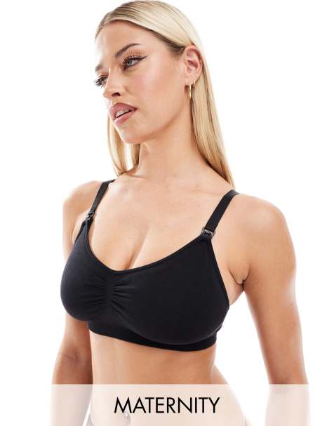 Lindex Maternity – MOM – Nahtloser, superbequemer Still-BH in Schwarz aus Modal - view 1