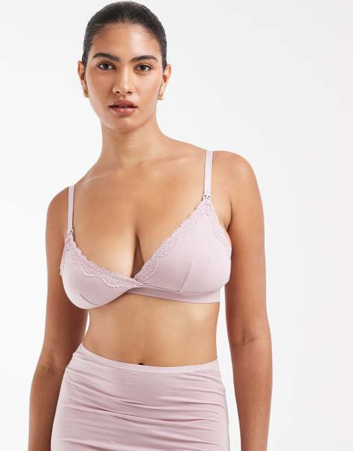Lindex Maternity MOM supermjuk amnings-bh med spetskant i dusty lilac, 2 av 4