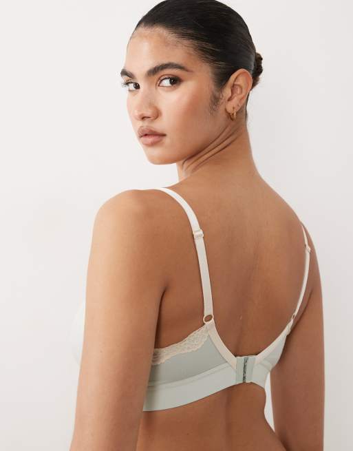 Lindex Maternity super soft lace trim nursing bra in teal, 4 of 4